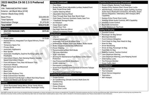 2023 Mazda CX-50 2.5 S Preferred Plus Package