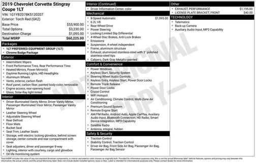 2019 Chevrolet Corvette Stingray