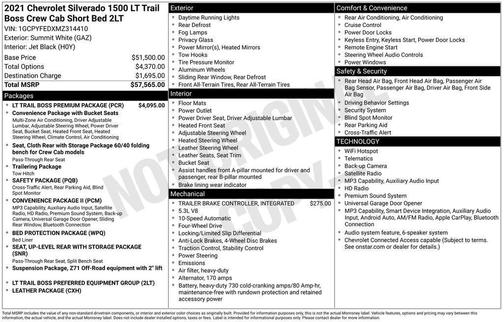 White 2021 Chevrolet Silverado 1500 LT Trail Boss