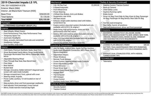 2019 Chevrolet Impala 1LS