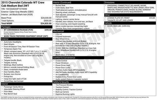 2015 Chevrolet Colorado WT