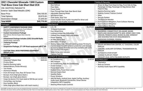 2021 Chevrolet Silverado 1500 Custom Trail Boss