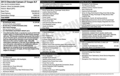 2013 Chevrolet Camaro 2LT