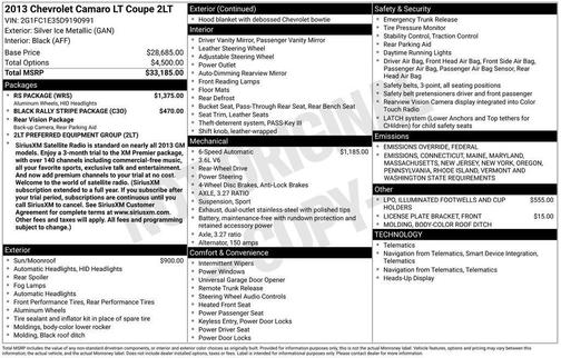 2013 Chevrolet Camaro 2LT