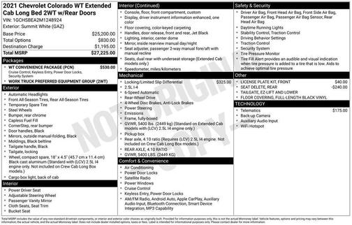 White 2021 Chevrolet Colorado WT