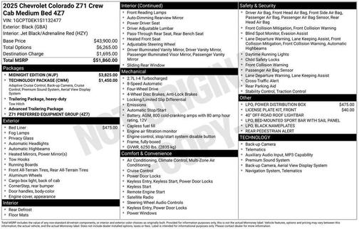 Black 2025 Chevrolet Colorado Z71