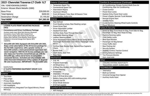 Black 2021 Chevrolet Traverse LT Cloth