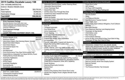 2019 Cadillac Escalade Luxury