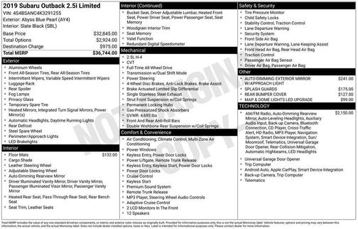 2019 Subaru Outback 2.5i Limited
