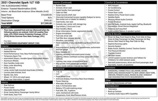 2021 Chevrolet Spark 1LT
