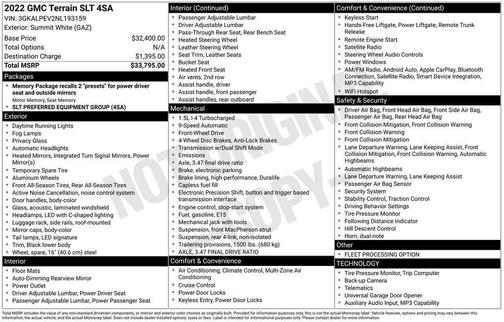 White 2022 GMC Terrain SLT