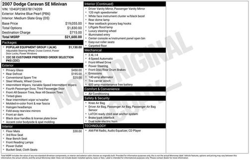 Blue 2007 Dodge Caravan SE