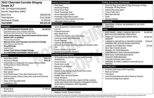 2022 Chevrolet Corvette Stingray w/2LT