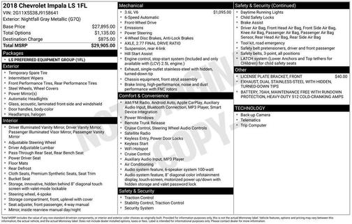 2018 Chevrolet Impala 1LS