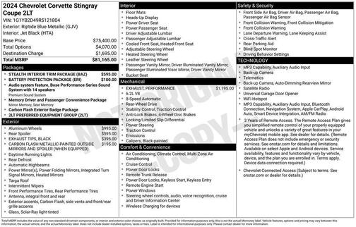 Blue 2024 Chevrolet Corvette Stingray w/2LT