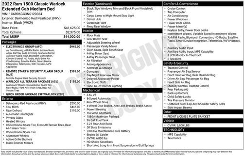 2022 RAM 1500 Classic Warlock Quad Cab 4x2 6'4' Box