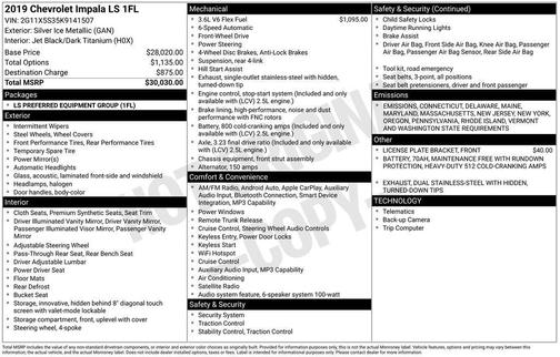 2019 Chevrolet Impala 1LS