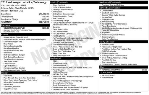 2015 Volkswagen Jetta Auto S w/Technology