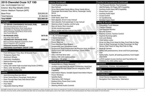 2015 Chevrolet Cruze 1LT