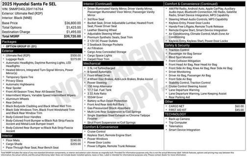 Red 2025 Hyundai SANTA FE SEL 2.4