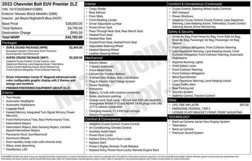 2022 Chevrolet Bolt EUV FWD Premier