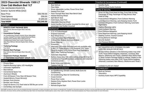 White 2023 Chevrolet Silverado 1500 LT