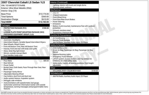 Gray 2007 Chevrolet Cobalt LS