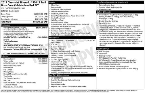 Black 2019 Chevrolet Silverado 1500 LT Trail Boss