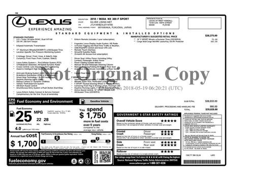 2018 Lexus NX 300 F Sport