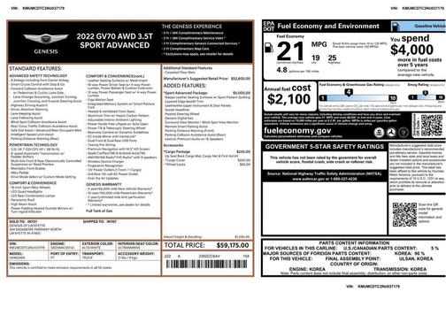 Alta White 2022 Genesis GV70 3.5T AWD Sport