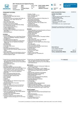 2017 Honda Accord Hybrid Touring