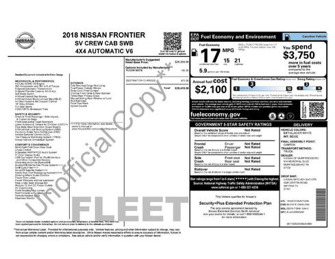 Glacier White 2018 Nissan Frontier SV