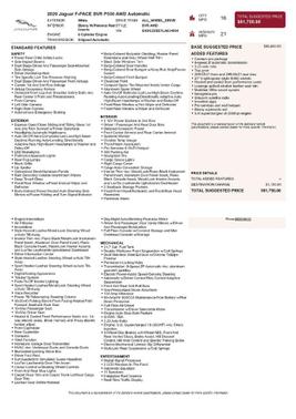 2020 Jaguar F-PACE SVR P550 AWD Automatic