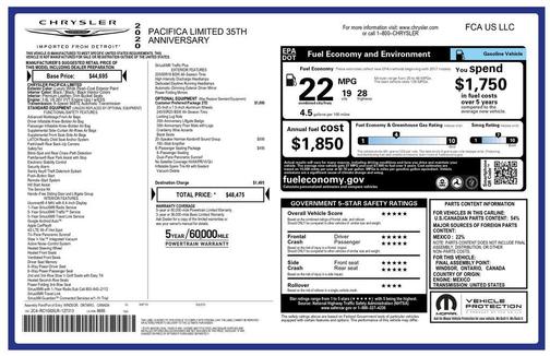 Luxury White Pearlcoat 2020 Chrysler Pacifica Limited