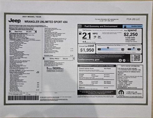 2021 Jeep Wrangler Unlimited Sport