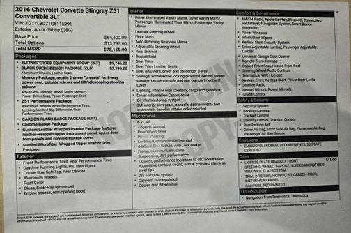 2016 Chevrolet Corvette Stingray Z51
