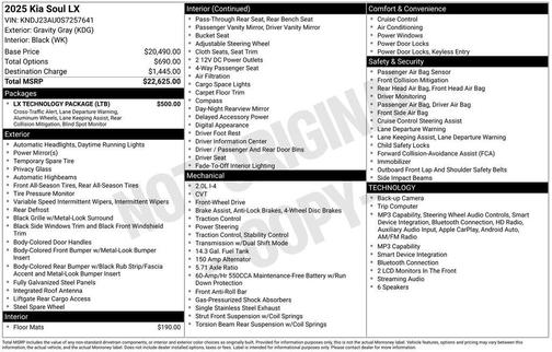 Gray 2025 Kia Soul LX