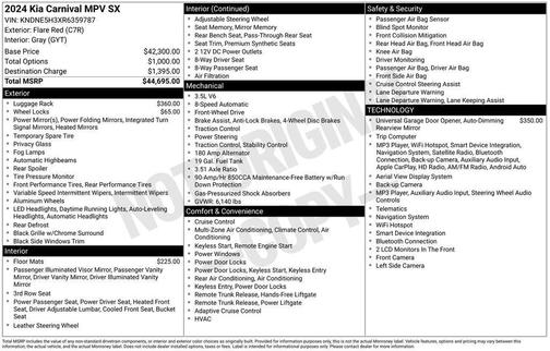 Red 2024 Kia Carnival SX