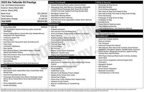 Ebony Black 2025 Kia Telluride SX-Prestige