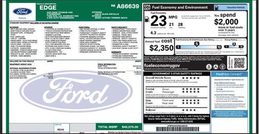 AGATE BLACK METALLIC 2024 Ford Edge TITANIUM
