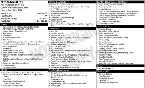 Ice Silver Metallic 2025 Subaru BRZ tS