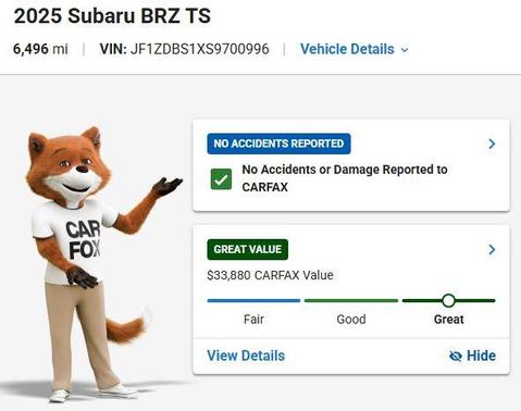 Ice Silver Metallic 2025 Subaru BRZ tS