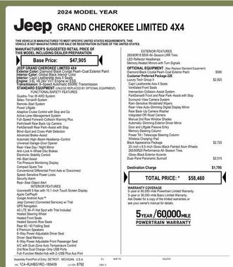 Diamond Black Crystal Pearlcoat 2024 Jeep Grand Cherokee Limited