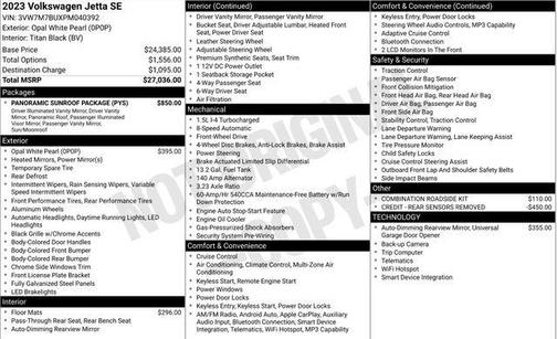 Opal White 2023 Volkswagen Jetta 1.5T SE
