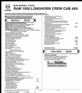 Delmonico Red Pearlcoat 2020 RAM 1500 Longhorn