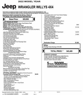Bright White Clearcoat 2022 Jeep Wrangler Willys