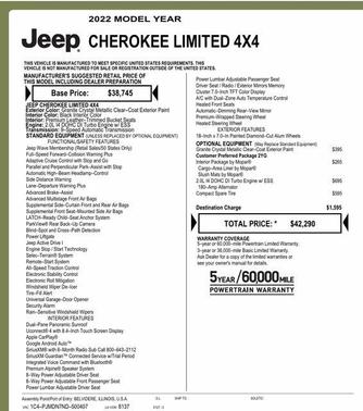 Granite Crystal Metallic Clearcoat 2022 Jeep Cherokee Limited