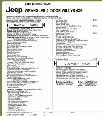 Bright White Clearcoat 2023 Jeep Wrangler 4xe Base