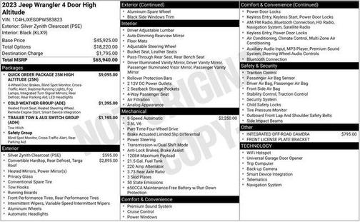 Silver Zynith Clearcoat 2023 Jeep Wrangler 4-Door High Altitude 4x4