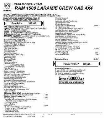 Diamond Black Crystal Pearlcoat 2020 RAM 1500 Laramie